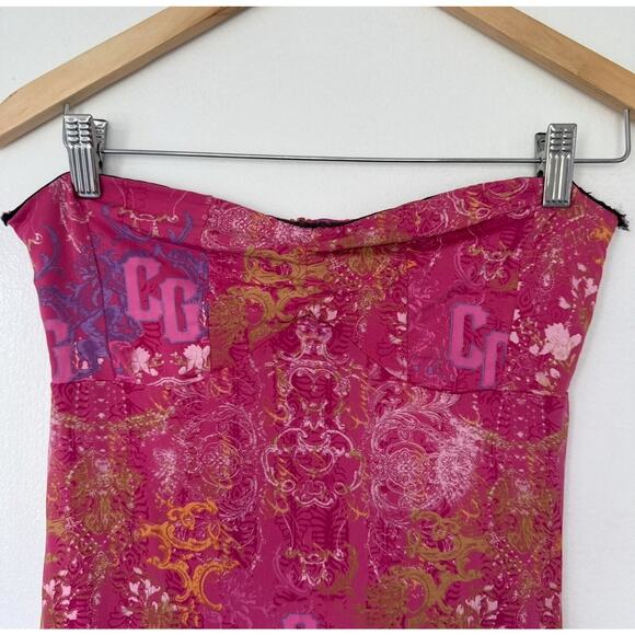 COOGI CG Printed Rare Y2K Floral Bandeau Maxi Dress Tube Top Size M Pink Baroque - Picture 4 of 15